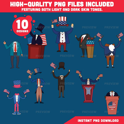 Presidents’ Day Add-Your-Own-Face Crafts, Let Kids Become Little Presidents, Hands-On Cut and Paste Craft, Coloring Version Included