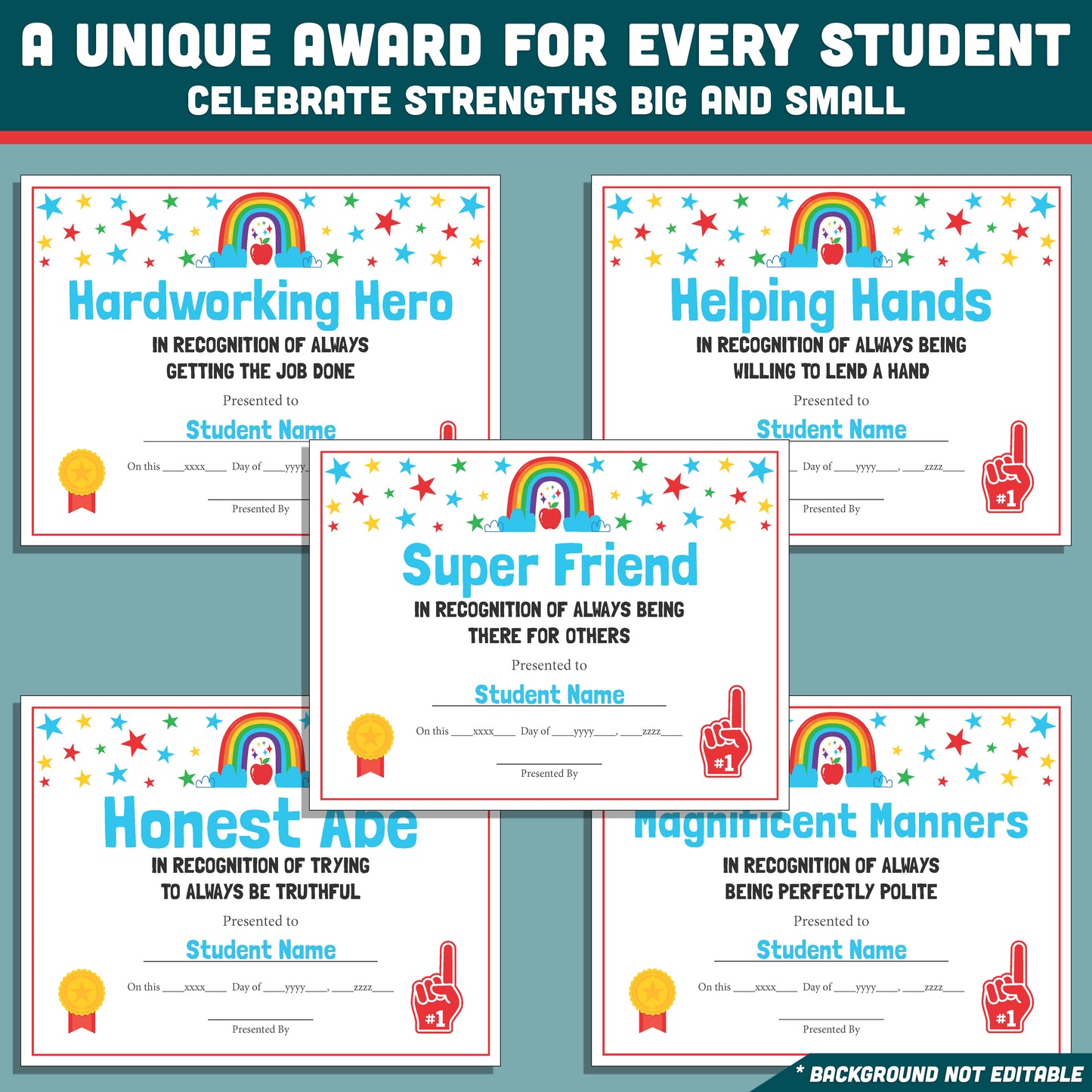 Preschool End of the Year Awards, Editable Recognition Certificates, 26 Printable Student Honors, Low Prep Classroom Celebration Materials