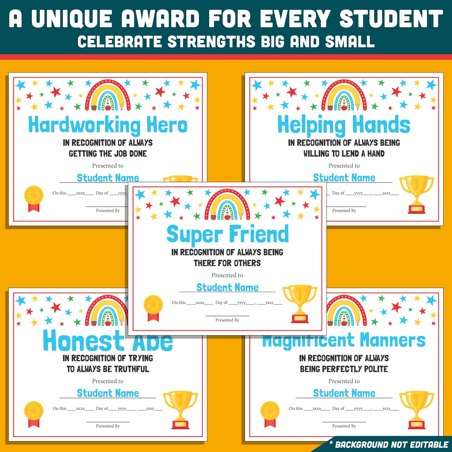 End of Year Awards Funny, Editable Certificates, 26 Printable Classroom Honors, Student Recognition Set, Lighthearted Celebration Resource
