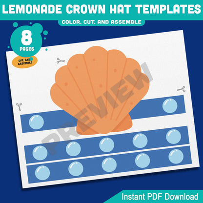 Under the Sea Crown Templates – 8 Fun Printable Headbands in Pre-Colored + Black & White for Preschool and Kids’ Ocean Crafts, PDF Download