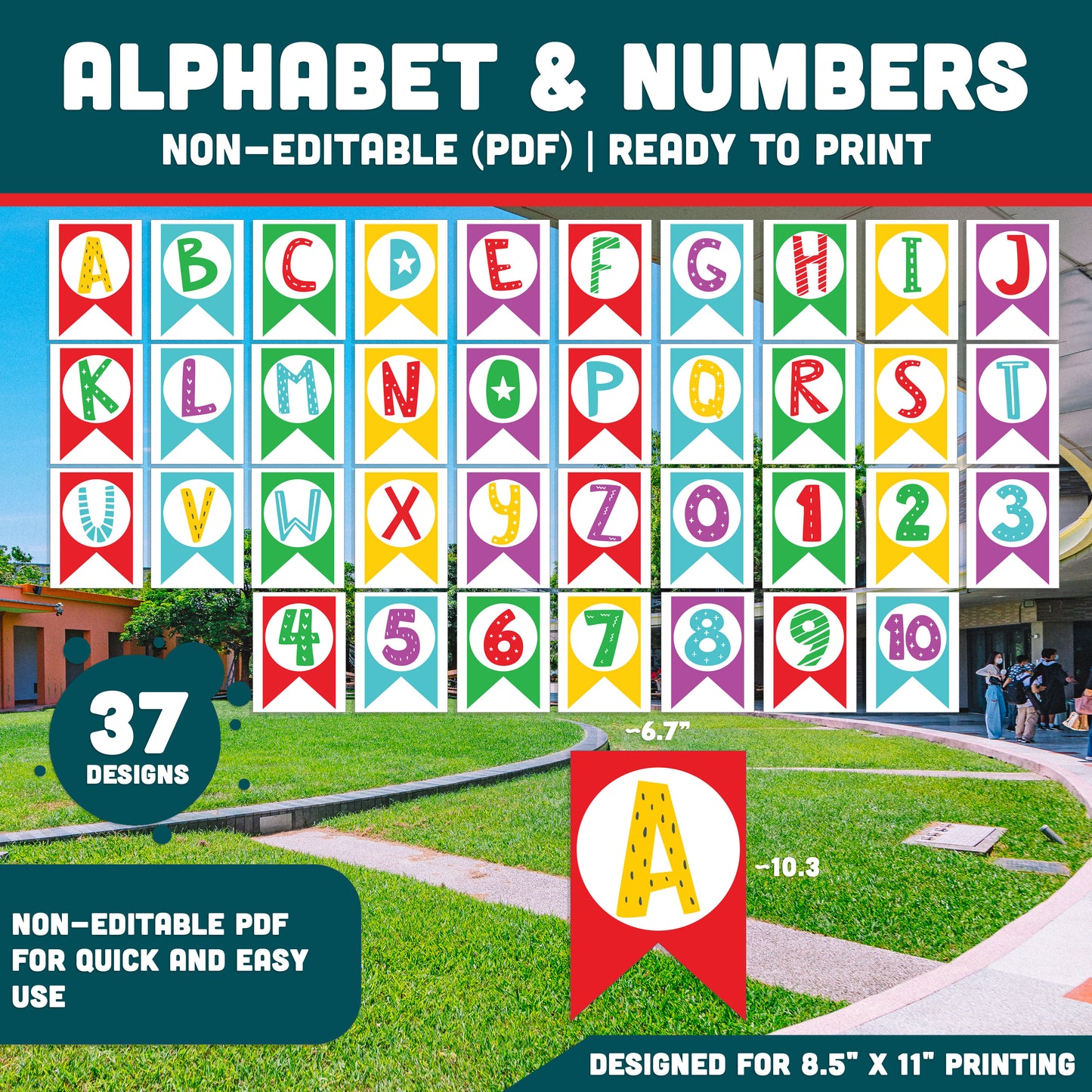 Graduation Party Decorations Printable, Banner Signs Photo Props and Alphabet Letters, Classroom Graduation Decor Set for Kids