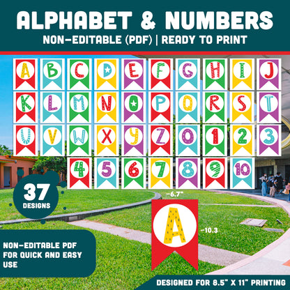 Graduation Party Decorations Printable, Banner Signs Photo Props and Alphabet Letters, Classroom Graduation Decor Set for Kids