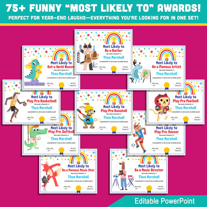 Celebrate Every Student with 75 Fun & Editable “Most Likely To” Awards – Perfect for End-of-Year Recognition!
