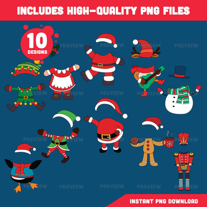 Christmas Family Add Your Photo Crafts (Santa, Mrs. Santa, Reindeer, Gingerbread Man, Snowman, Elf, Nutcracker, Penguin) – Add-Your-Face Winter Templates, PDF + PNG Files