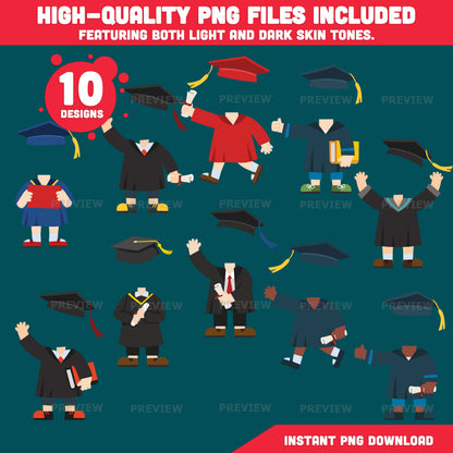 Graduate Body Templates, Add Your Own Face Graduation Craft, Kids Photo Insert Activity, Cut and Paste Classroom Craft, Coloring Version Included