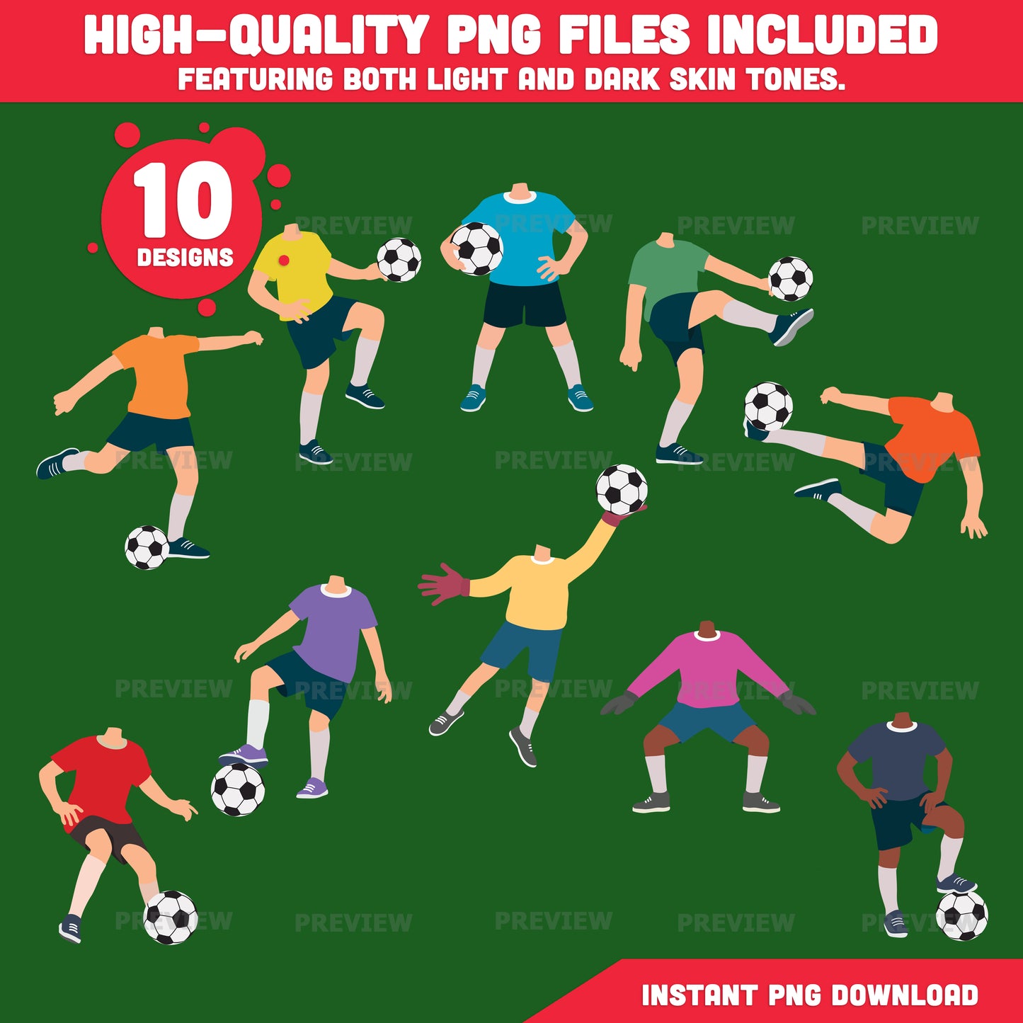 Soccer Player Add Your Own Face Craft, Soccer Player Body Templates, Sports Photo Insert Activity, 10 Designs, Coloring Version Included