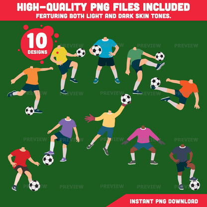 Soccer Player Add Your Own Face Craft, Soccer Player Body Templates, Sports Photo Insert Activity, 10 Designs, Coloring Version Included