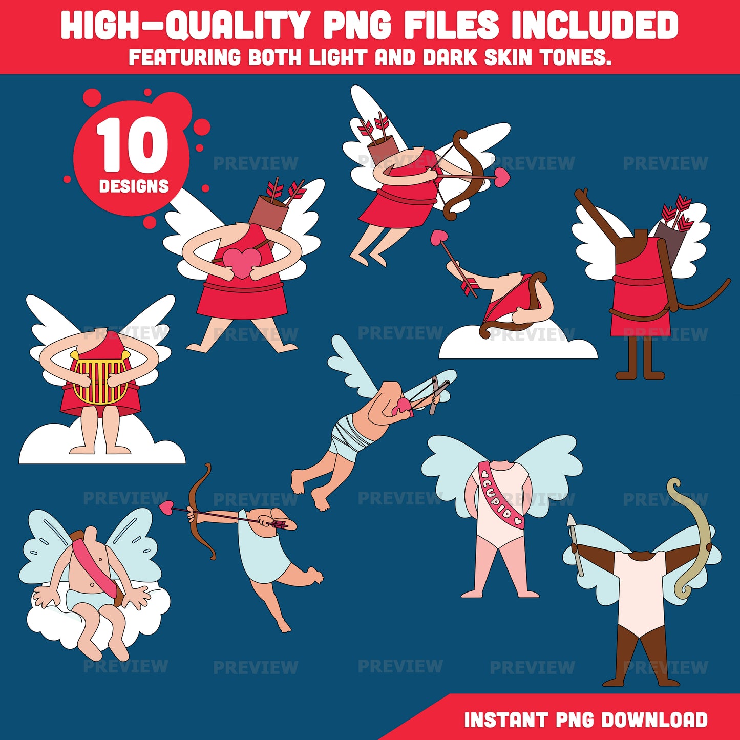 Cupid Add Your Photo Templates, Valentine Cut & Paste Add Your Own Face Craft, Bulletin Board Displays, 10 Unique Designs, Coloring Version Included