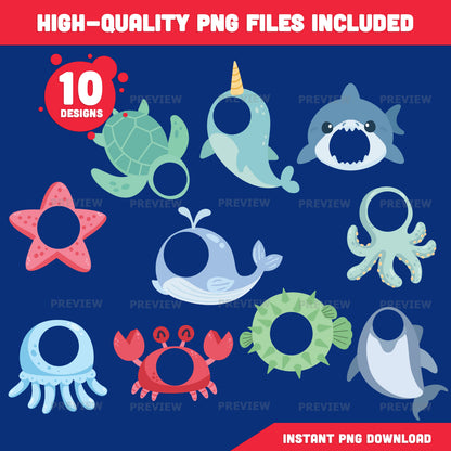 Sea Animal Add Your Own Face Craft, Under the Sea Body Templates, Printable Activity for Kids, 10 Designs, Coloring Included, PDF PNG Files