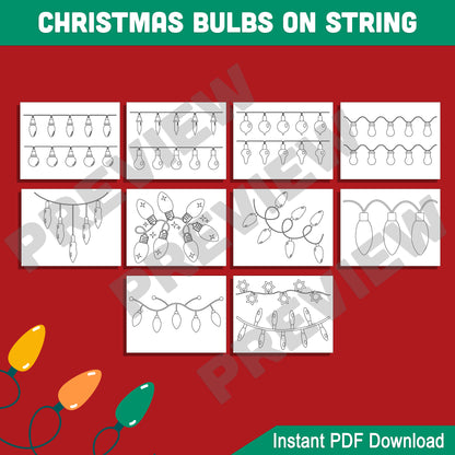 Christmas Light Bulb Craft Activities: 60 Pages with 2 and 4 Bulbs Per Page, Light Strings, Coloring Fun, Cut-Outs, and Holiday Creativity