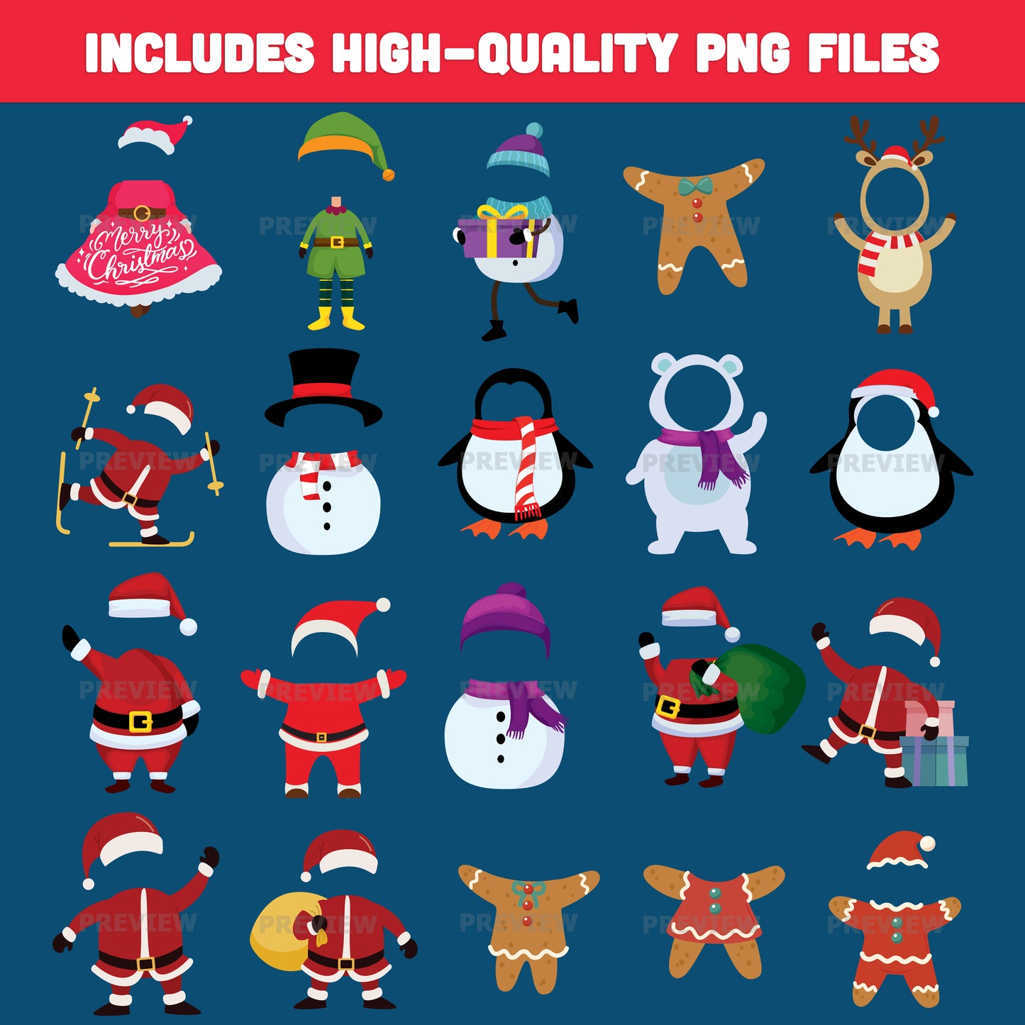 Christmas Add Your Face Crafts – Fun Holiday Printable Body Templates, 20 Designs, High-Resolution PDF + PNG Files for Parties, Class Projects, and Home Crafting