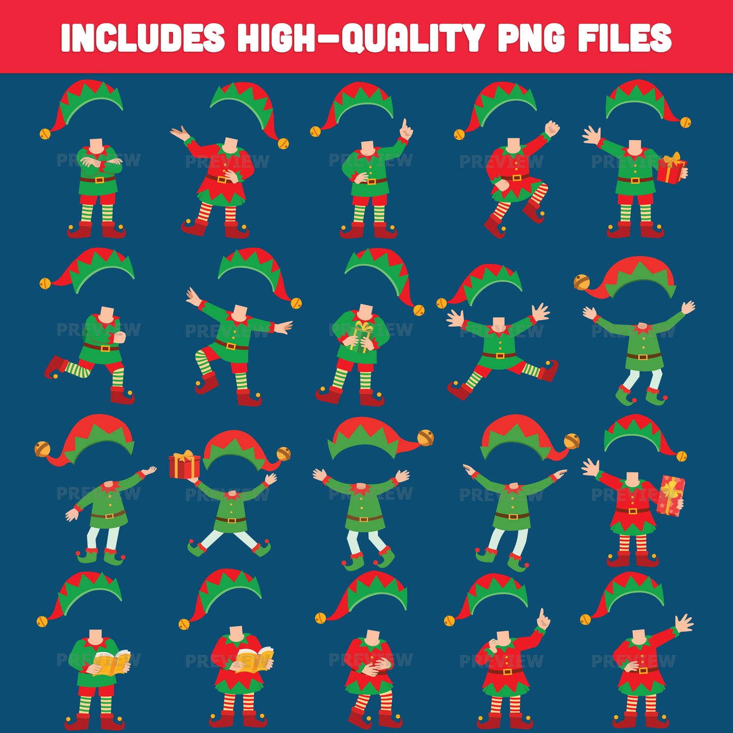 Elf Yourself Printable Templates – Add Your Own Face Christmas Project, 20 Designs Light + Dark Skin Tone, PDF + PNG for School Activities and Home Crafting