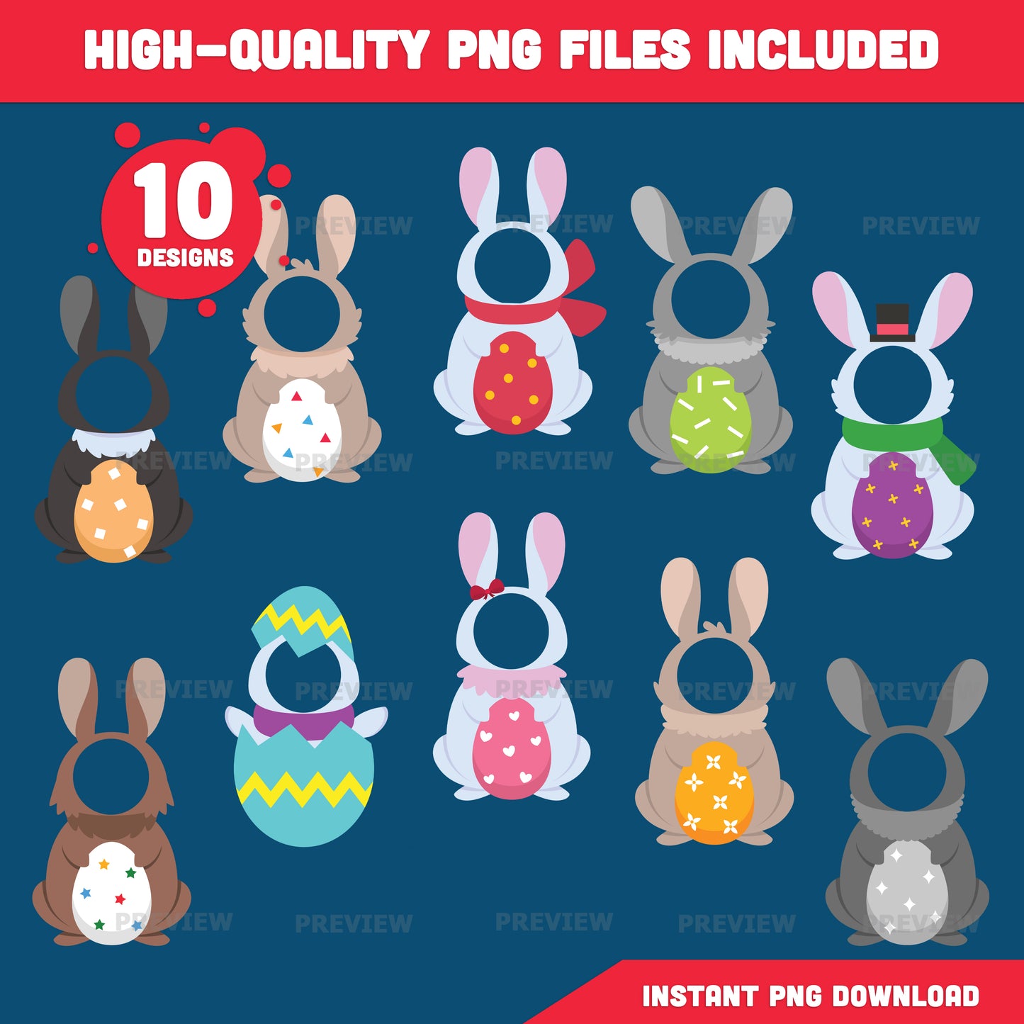 Easter Bunny Face Insert Templates | Easter Bunny Body Templates – Spring Add Your Own Face Craft for Kids, Coloring Version Included