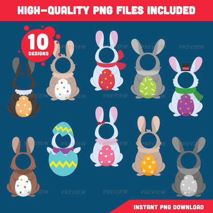 Easter Bunny Face Insert Templates | Easter Bunny Body Templates – Spring Add Your Own Face Craft for Kids, Coloring Version Included