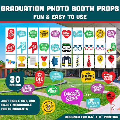 Graduation Party Bundle Printable, Banner Decor, Add Your Own Face Craft, Editable Certificates Any Grade, 235+ Pages, 8.5x11 Set