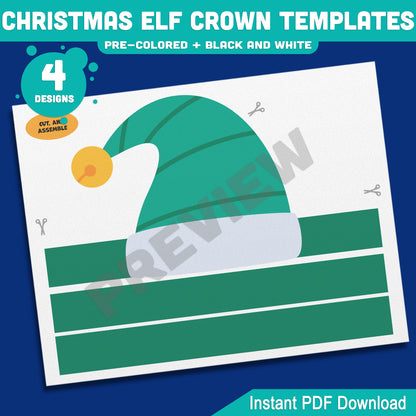 Christmas Elf Crown Templates, Wearable Holiday Headpiece for Children