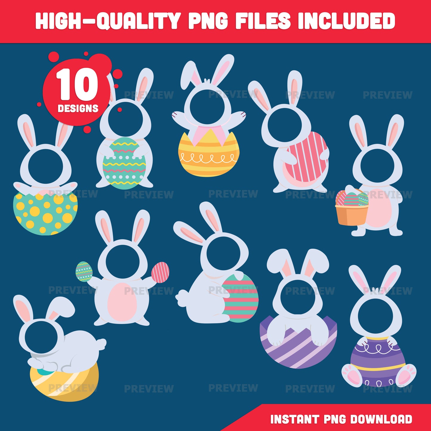 Bunny Body Templates for Kids | Easter Bunny Body Templates – Spring Add Your Own Face Craft, Coloring Version Included