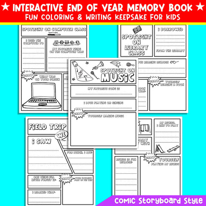 Fourth Grade End of Year Memory Book (4th grade) – Fun Comic-Style Coloring & Writing Keepsake for Kids, 24 Printable Pages