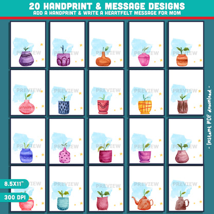 Mother’s Day Handprint Craft for Kids – Bloom Flower Pot Art, Printable Keepsake Gift from Kids, Classroom Craft for Mom, Nana, Grandma, 20 Templates