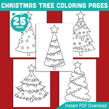 25 Simple Christmas Tree Coloring Pages for Kids – Fun, Easy-to-Print PDF for Creative Holiday Activity, Perfect for Toddlers & Preschoolers, Instant Download