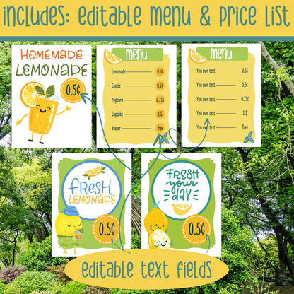 Lemonade Stand Dramatic Play Bundle, Printable Summer Learning Center, Editable Price Lists, Banners and Classroom Decor