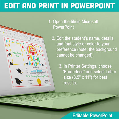 Editable Pre-K Graduation Diploma & Certificate Set, Printable Graduation Awards with Photo and No-Photo Options, Edit in PDF, PowerPoint, Canva