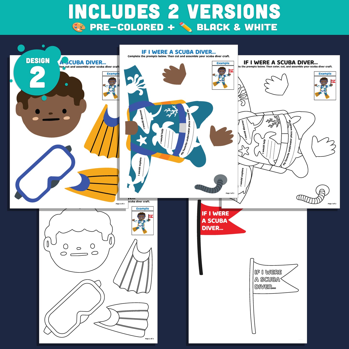 Scuba Diver Craft and Writing Prompts, If I Were a Scuba Diver, Snorkeling Discovery Lesson, Marine Literacy Craft for Kids