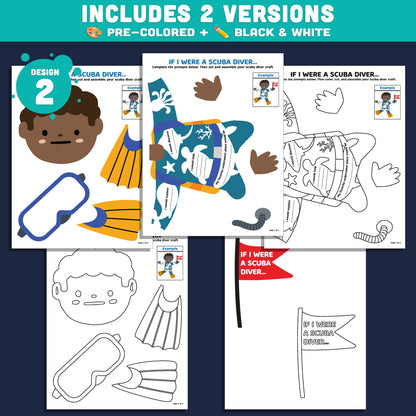 Scuba Diver Craft and Writing Prompts, If I Were a Scuba Diver, Snorkeling Discovery Lesson, Marine Literacy Craft for Kids