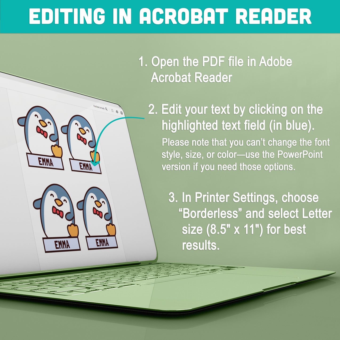 Editable Cubby and Locker Labels, Penguin Themed – 40 Pages, Pre-Colored + Black & White, PDF + PowerPoint