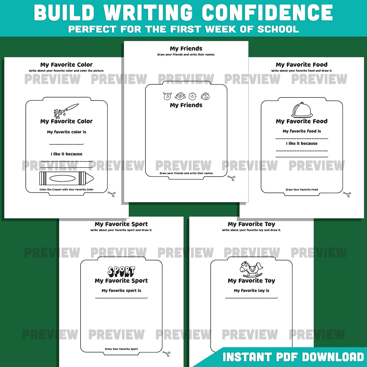 All About Me School Bus Craft, Student Introduction Book, First Week Back to School Activity, Printable PDF