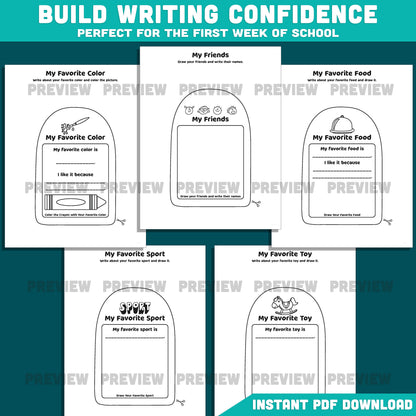 All About Me Backpack Craft, Getting to Know You Worksheet, First Week Back to School Project, Student Printable PDF
