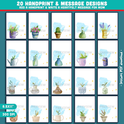 Mother's Day Handprint Flower Craft – Mother’s Day Handprint Craft for Kids, Bloom Handprint Art with Flower Pot and Vase, Keepsake Gift from Kids for Mom Grandma