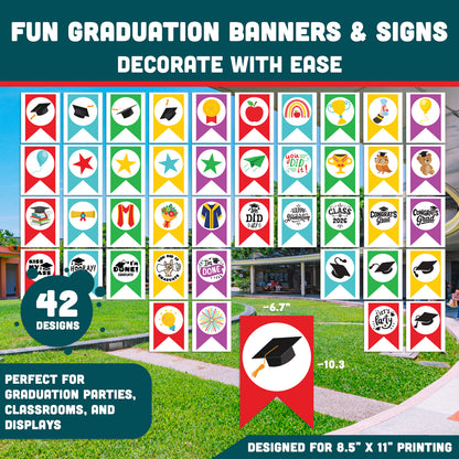Graduation Party Bundle Printable, Banner Decor, Add Your Own Face Craft, Editable Certificates Any Grade, 235+ Pages, 8.5x11 Set