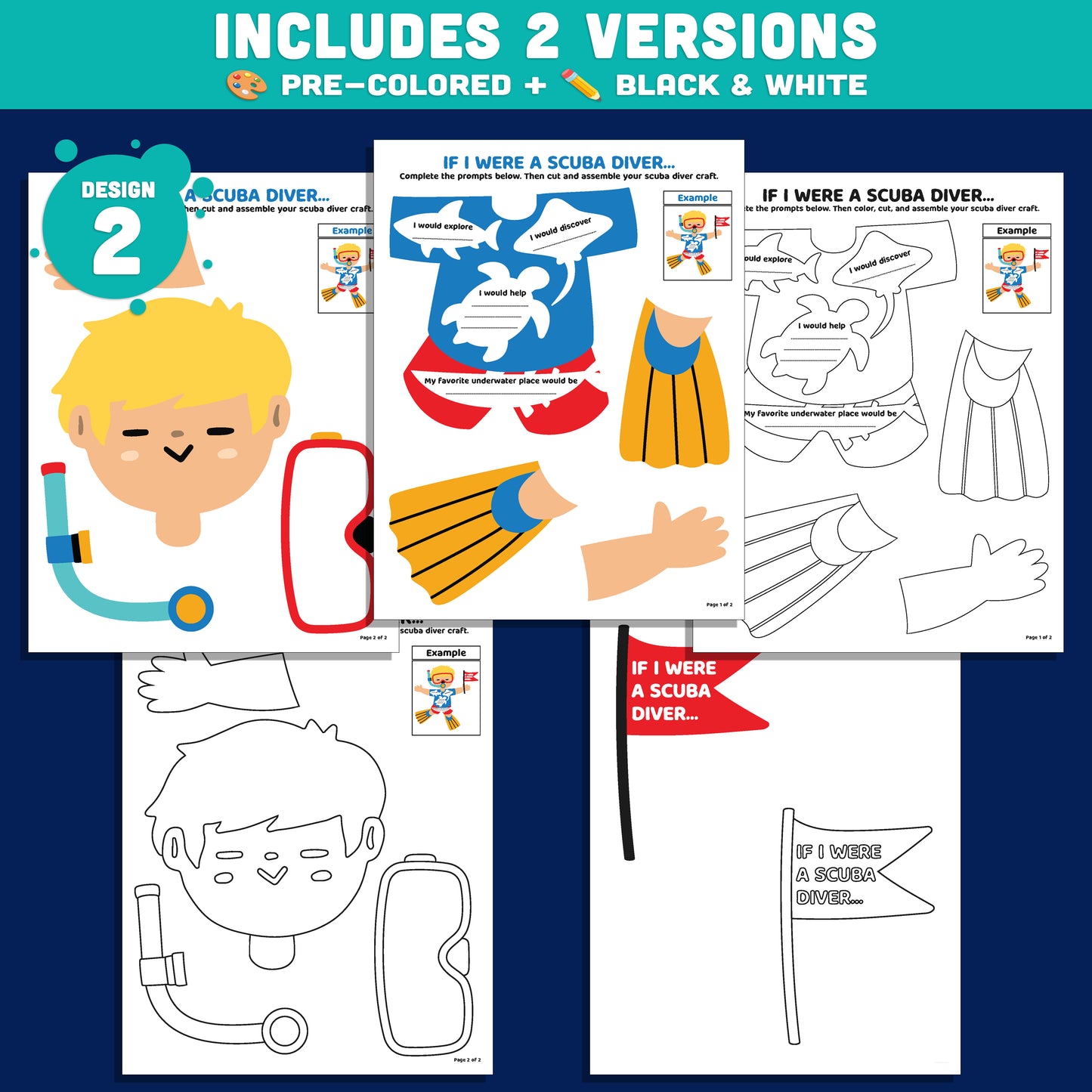 Ocean Writing Craft, Scuba Diver Writing Craft, If I Were a Scuba Diver Activity, Snorkeling Themed Literacy Project, Printable PDF Set