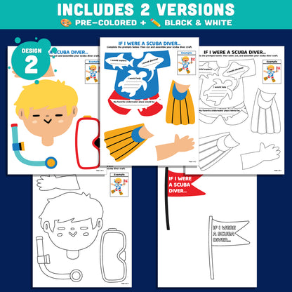 Ocean Writing Craft, Scuba Diver Writing Craft, If I Were a Scuba Diver Activity, Snorkeling Themed Literacy Project, Printable PDF Set