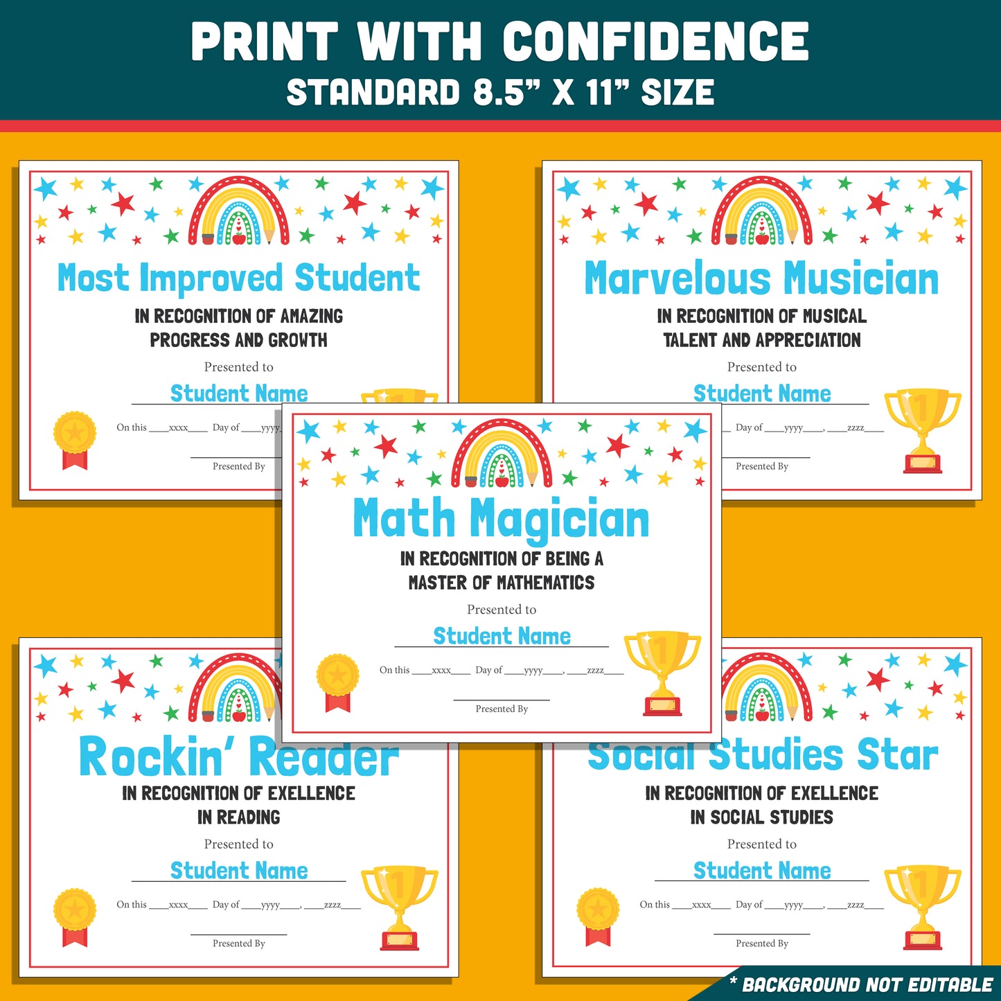 End of Year Awards Funny, Editable Certificates, 26 Printable Classroom Honors, Student Recognition Set, Lighthearted Celebration Resource