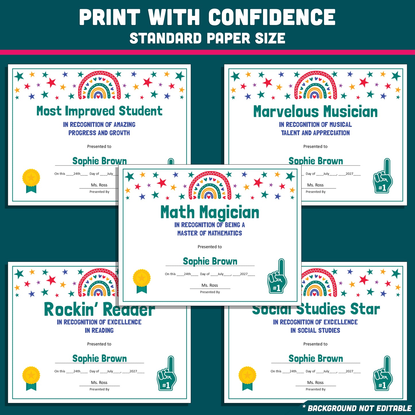 Personalized Student Awards, Printable Student Superlatives, 26 Editable Classroom Recognition Templates, PowerPoint Set