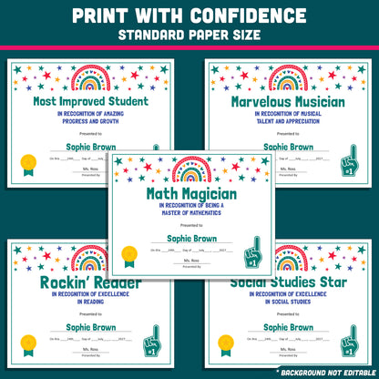 Personalized Student Awards, Printable Student Superlatives, 26 Editable Classroom Recognition Templates, PowerPoint Set