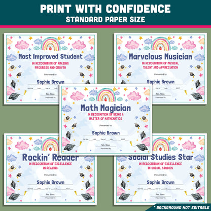 Editable Classroom Awards for Preschool, TK, Pre-K, Kindergarten, and 1st Grade, Recognition Set
