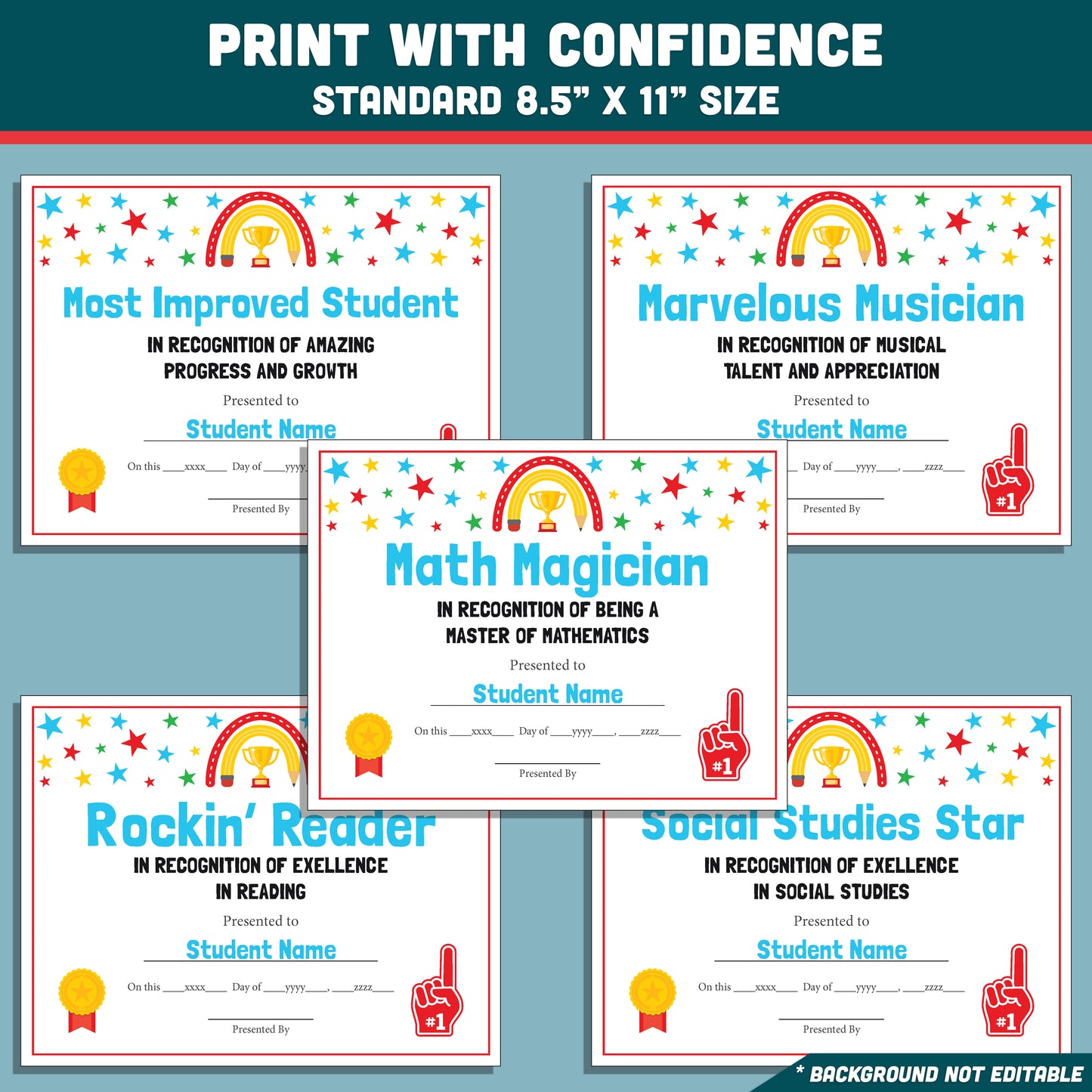 Editable Classroom Awards, Printable Certificates Bundle, 26 Student Recognition Designs, Classroom Celebration Pack, Teacher Friendly Resource