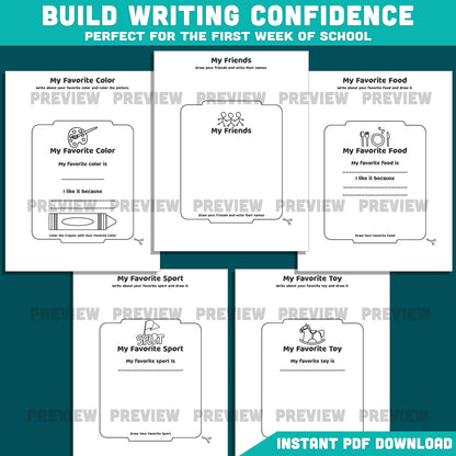 All About Me School Bus Template, Back to School Craft Book, Classroom Community Builder, Writing Craft Activity