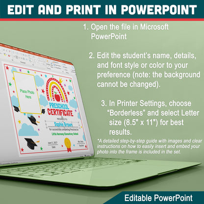 Editable Awards and Certificates, Graduation Set for Preschool & Beyond, Any Grade Diploma or Certificate Template, With and Without Photo, PDF PowerPoint