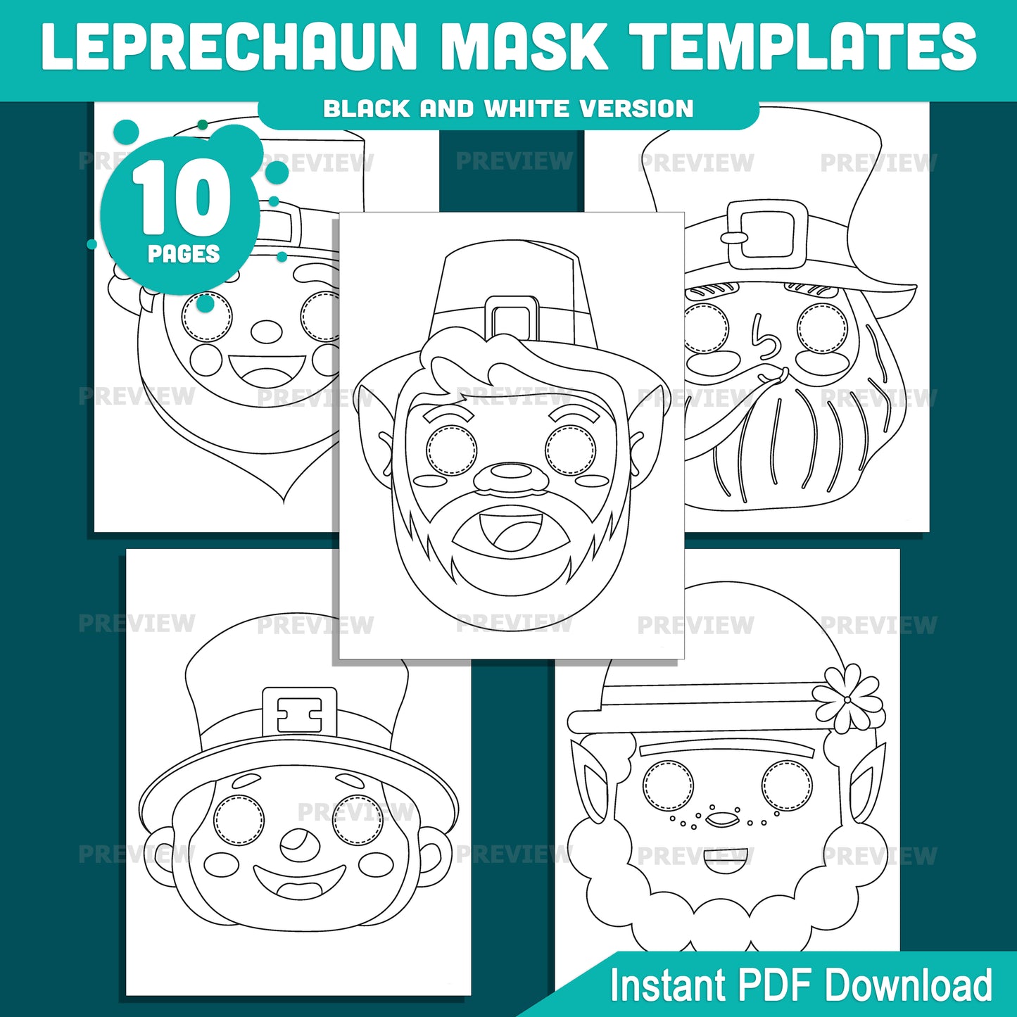 Leprechaun Mask Craft for Kids, Leprechaun Mask Templates for St. Patrick’s Day, Printable Craft for Classroom and Home