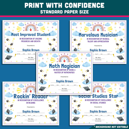 Student Recognition Awards, Personalized Achievement Certificates, 26 Customizable Classroom Honors, PowerPoint, Printable