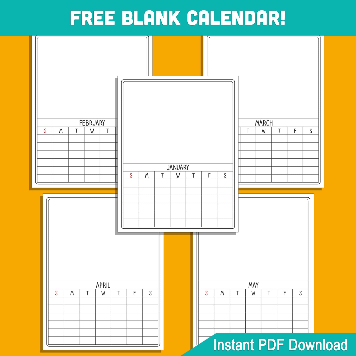 2025 Traceable Calendar for Kids: 12-Month Template to Trace and Draw, Includes Free 12-Month Blank Calendar Template, PDF Instant Download, 8.5x11 Inches