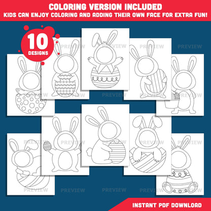 Bunny Body Templates for Kids | Easter Bunny Body Templates – Spring Add Your Own Face Craft, Coloring Version Included