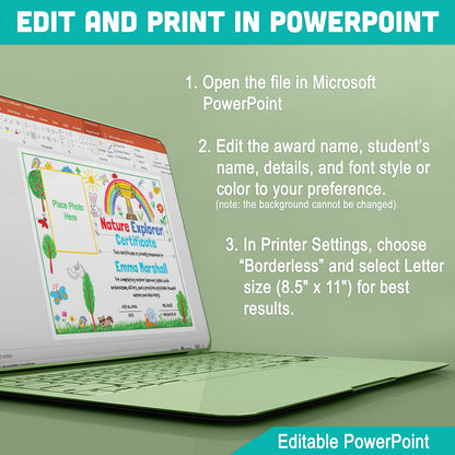 Editable Nature Explorer Certificates – 2 Styles, Nature-themed Awards with Photo Spots