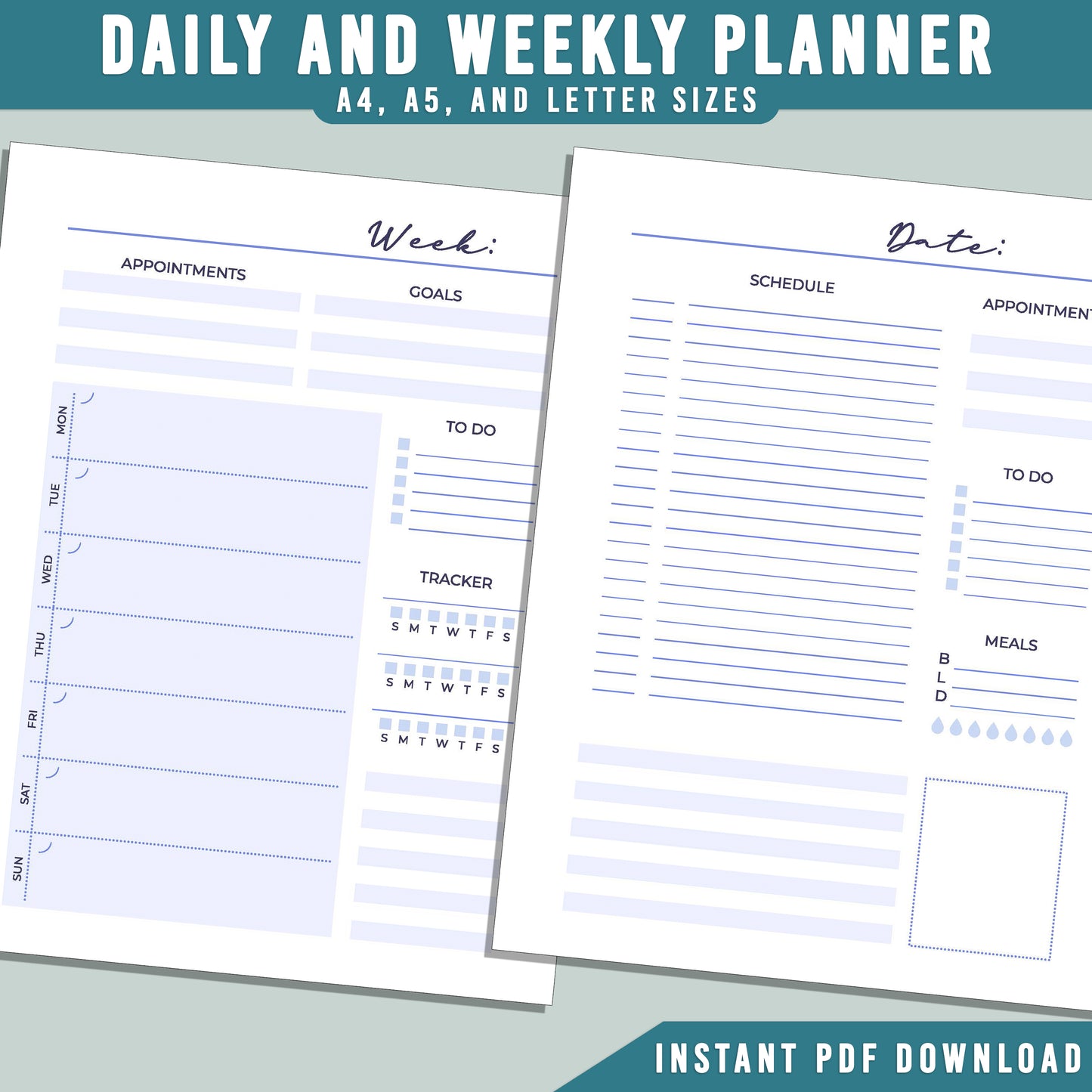 2025 Printable Planner: 19 Minimalist Pages for Goal Tracking, To-Do Lists, and Daily Organization, A4, A5, Letter Sizes, Instant PDF Download.