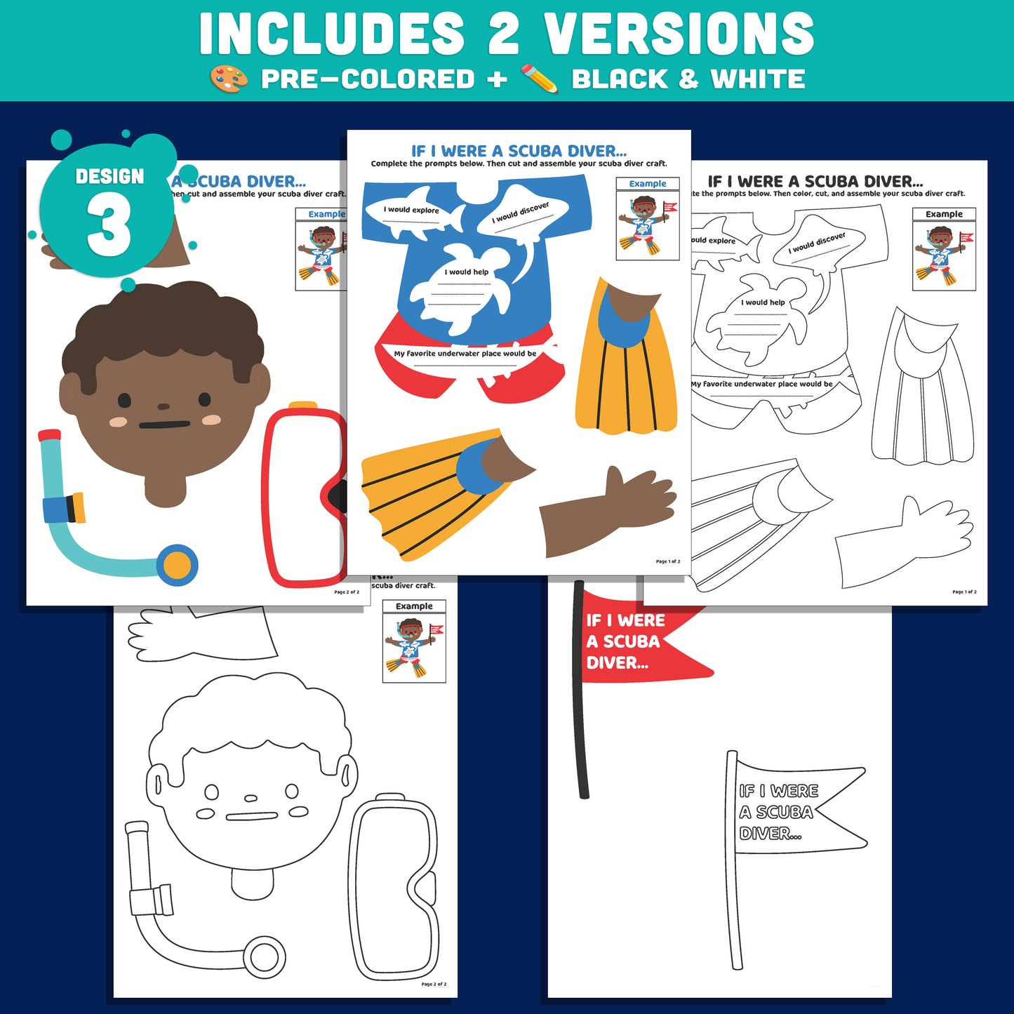 Ocean Writing Craft, Scuba Diver Writing Craft, If I Were a Scuba Diver Activity, Snorkeling Themed Literacy Project, Printable PDF Set