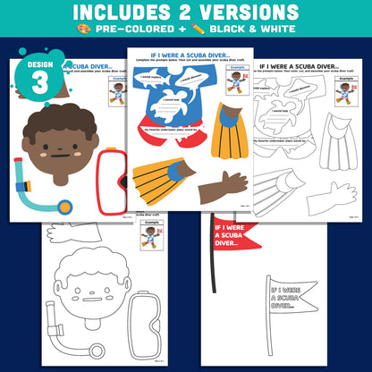 Ocean Writing Craft, Scuba Diver Writing Craft, If I Were a Scuba Diver Activity, Snorkeling Themed Literacy Project, Printable PDF Set